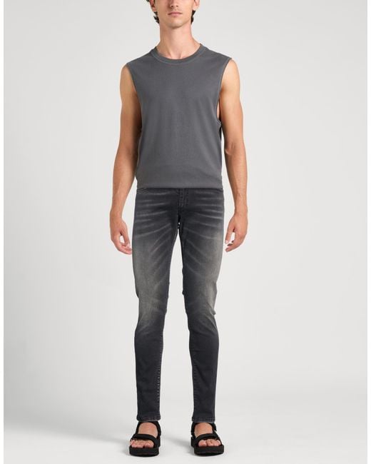 B-used Gray Jeans Cotton, Elastane for men