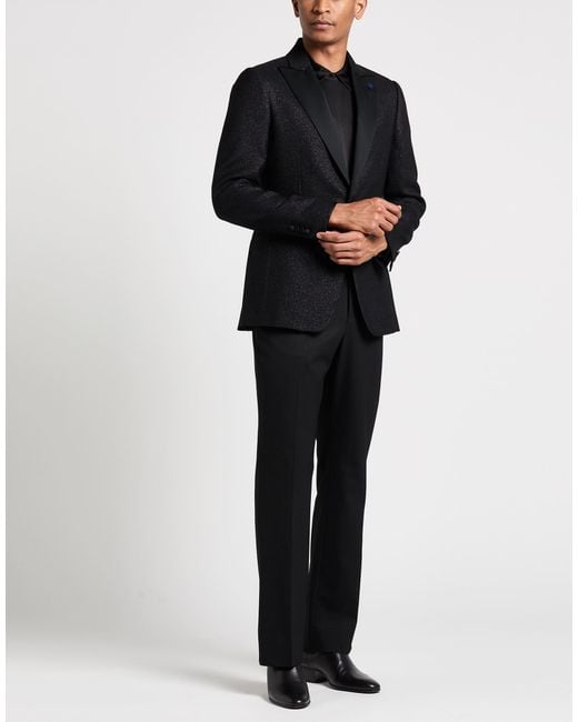 Lardini Black Blazer Wool, Polyamide, Polyester for men