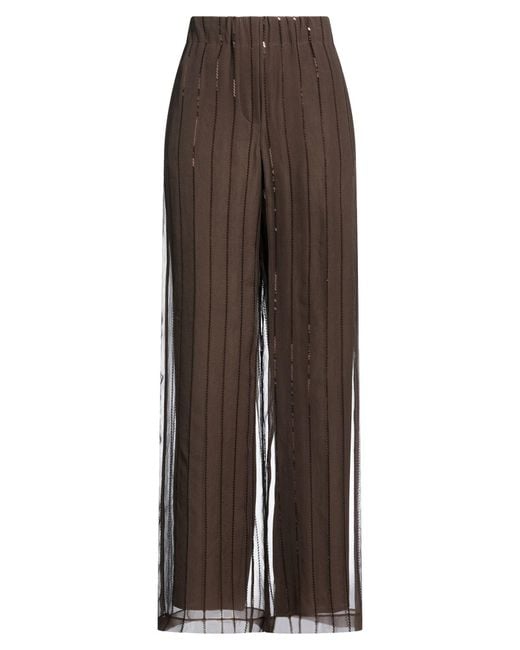 Brunello Cucinelli Brown Dark Pants Silk
