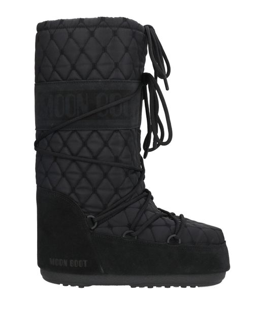 Moon Boot Black Boot Textile Fibers, Leather