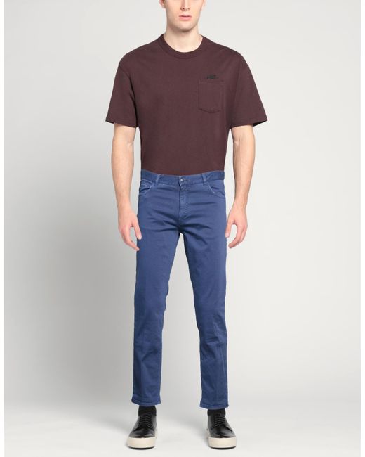 40weft Blue Pants Cotton, Elastane for men