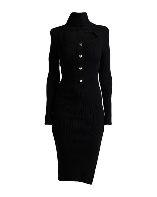 SIMONA CORSELLINI Black Midi Dress Viscose, Polyester