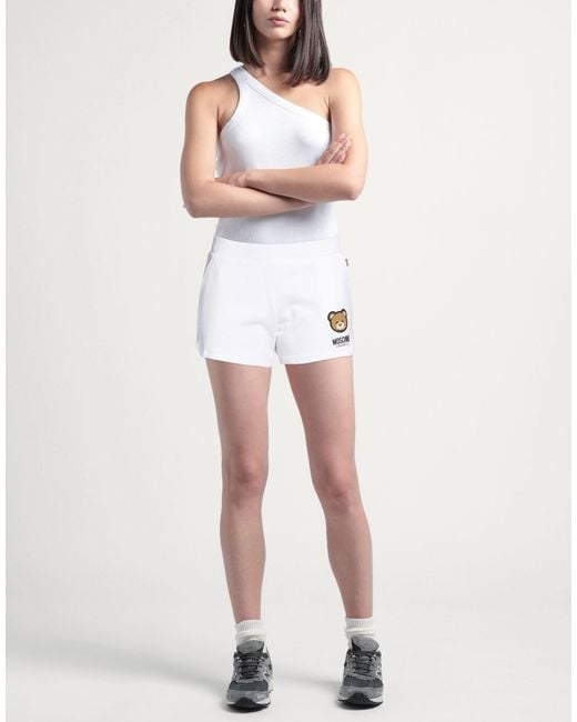 Moschino White Shorts & Bermuda Shorts Cotton, Elastane