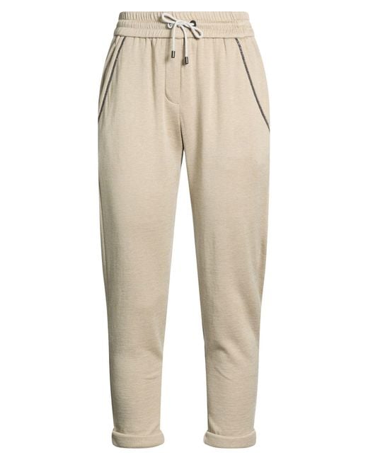 Brunello Cucinelli Natural Pants Cotton, Silk, Polyamide, Brass