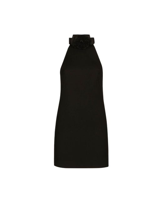 Vestido corto en paño de lana con escote en la espalda Dolce & Gabbana de color Black