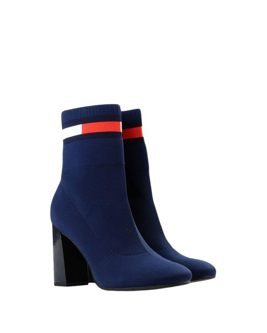 Tommy Hilfiger Flag Heeled Sock Boots in Blue | Lyst UK
