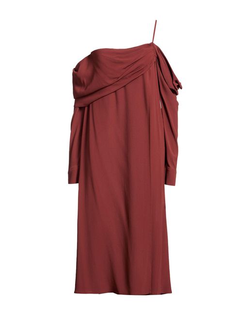 Erika Cavallini Semi Couture Red Midi Dress Acetate, Silk