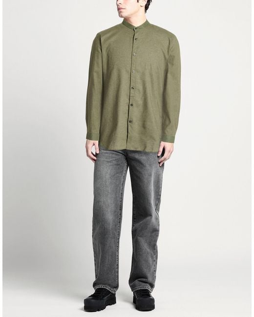 CALIBAN 820 Green Military Shirt Linen, Cotton for men