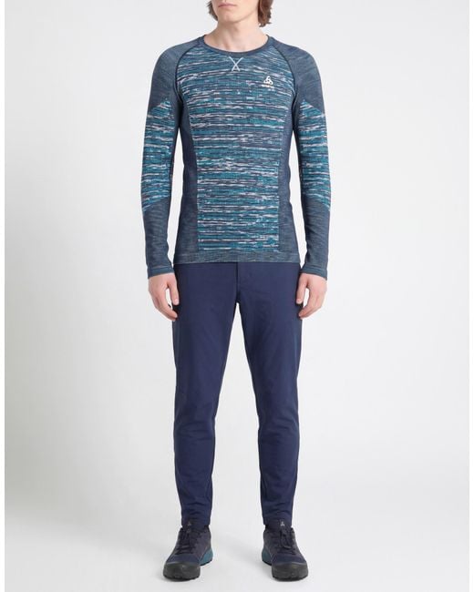 Odlo Blue T-Shirt Recycled Polyester, Recycled Polyamide, Polyamide, Recycled Elastane, Elastane for men