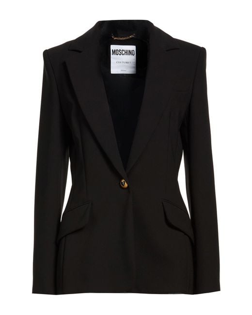 Moschino Black Blazer Polyester, Elastane