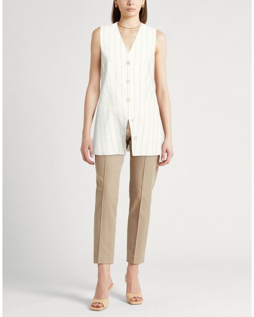 Peserico White Tailored Vest Viscose, Linen