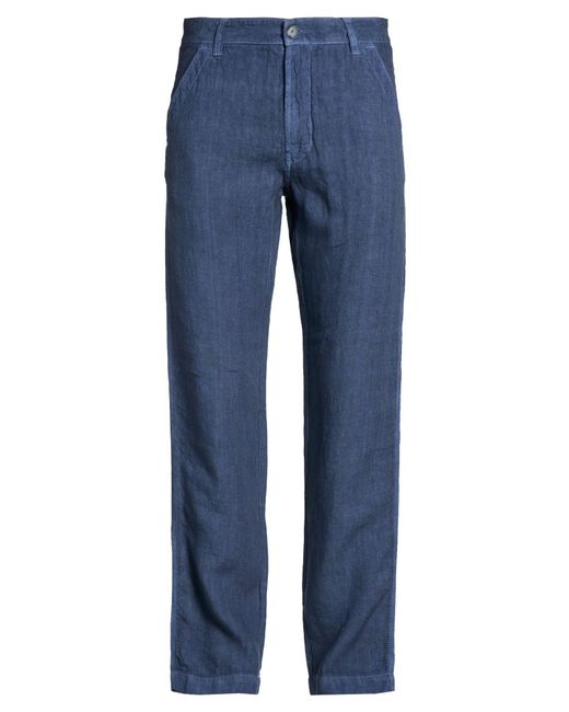 120% Lino Blue Pants for men