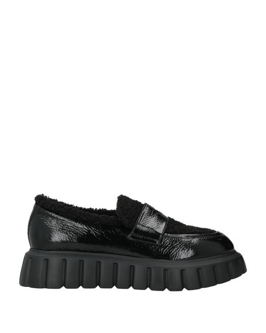 Voile Blanche Black Loafers Leather, Textile Fibers