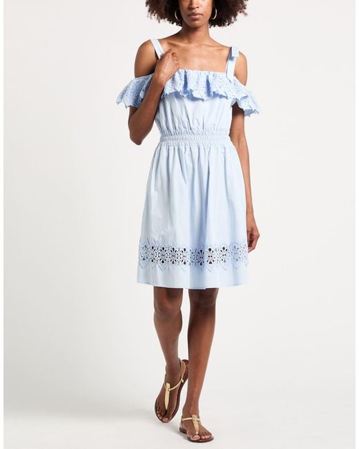 Liu Jo Blue Light Mini Dress Cotton, Polyester