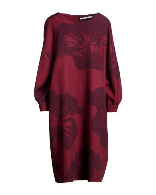 Xandres Red Burgundy Midi Dress Recycled Polyester, Elastane