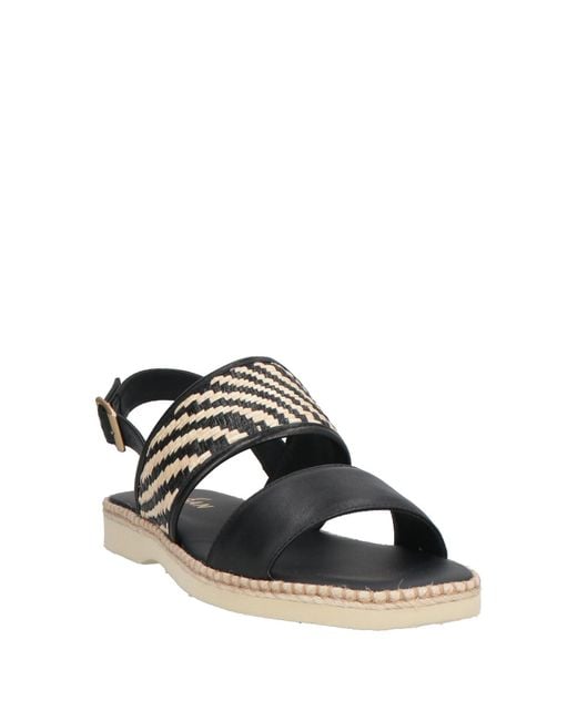 Hogan Black Espadrilles Leather, Natural Raffia