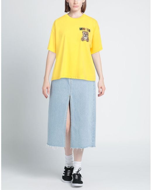 Moschino Yellow T-Shirt Cotton, Acrylic Resin, Glass, Polyester