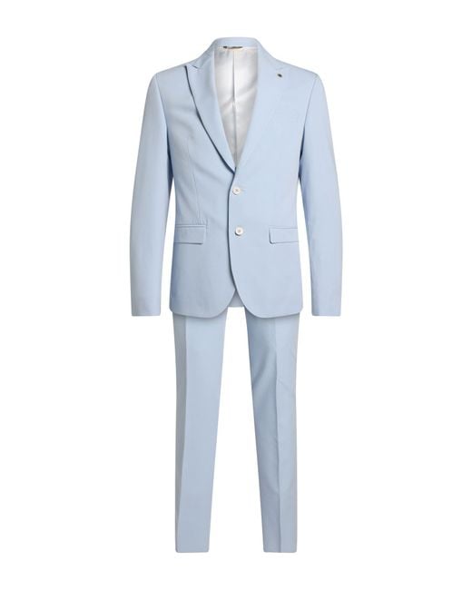 Manuel Ritz Blue Suit Polyester, Viscose, Elastane for men