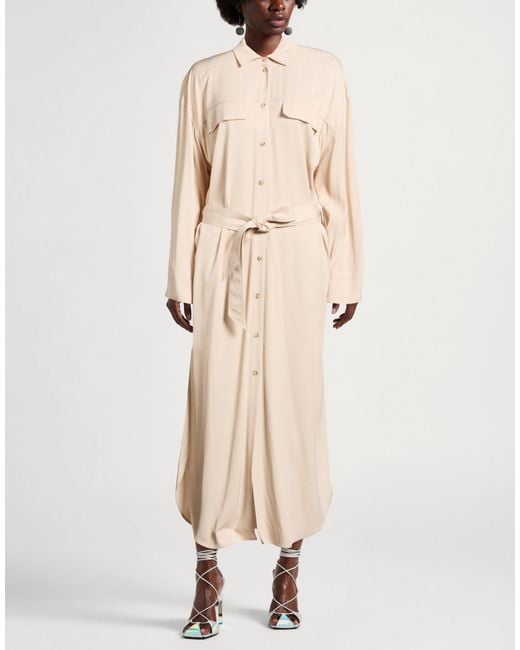 8pm Natural Cream Maxi Dress Viscose