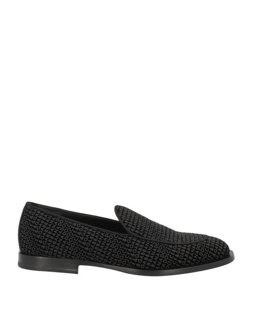 Dolce & Gabbana Black Velvet Monogram Loafers for men