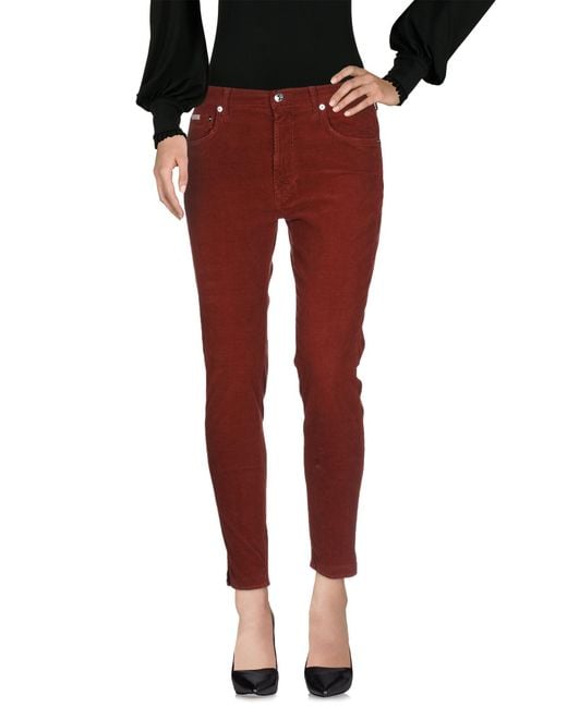 People Red Pants Cotton, Viscose, Elastane