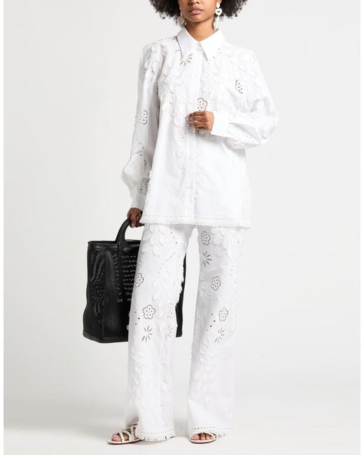 Alberta Ferretti White Pants Polyester, Cotton