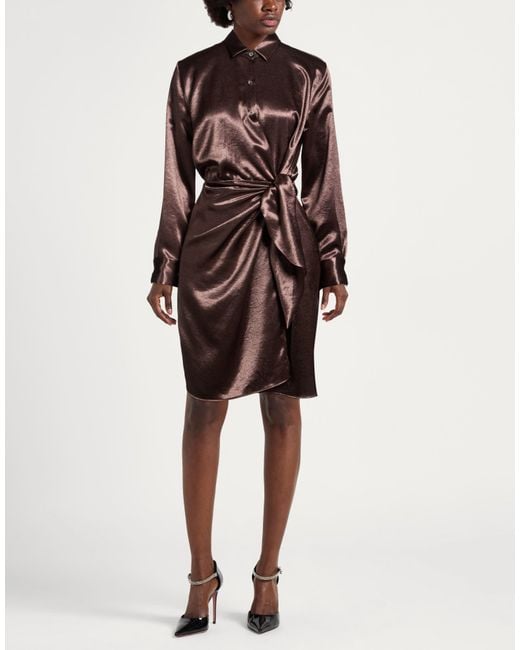 Caliban Brown Dark Mini Dress Polyester