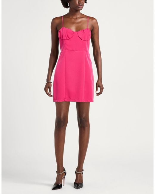 ViCOLO Pink Fuchsia Mini Dress Polyester, Elastane