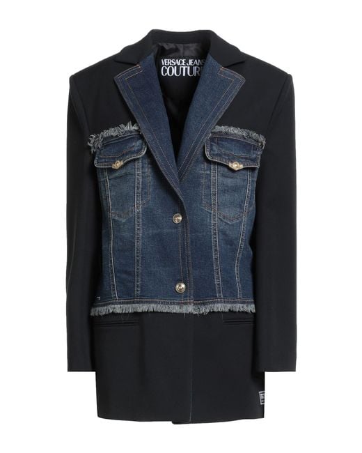 Versace Jeans Couture Blue Blazer Viscose, Polyamide, Elastane, Cotton