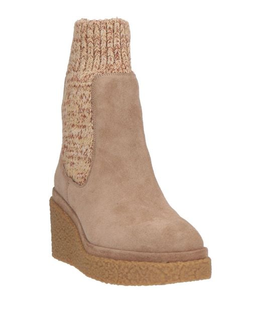 Alma En Pena. Natural Ankle Boots Leather, Textile Fibers