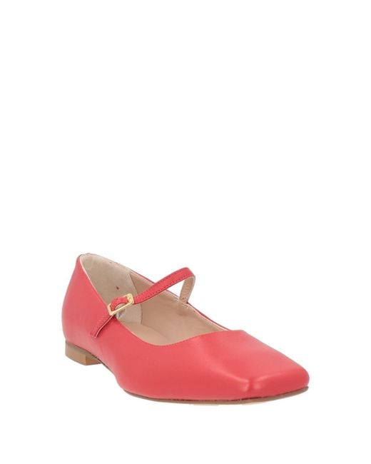 Piumi Red Ballet Flats Leather