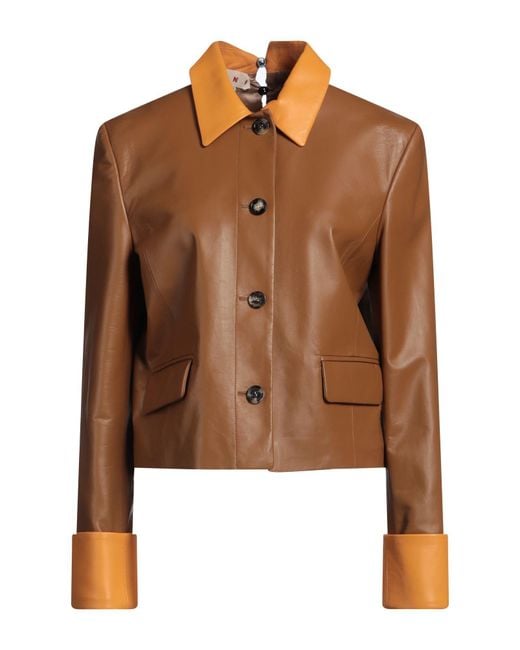 Marni Brown Tan Jacket Leather