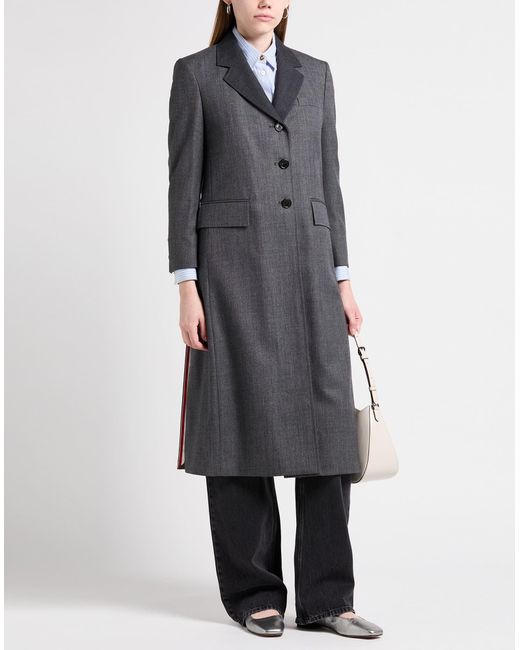 Thom Browne Gray Overcoat & Trench Coat Wool