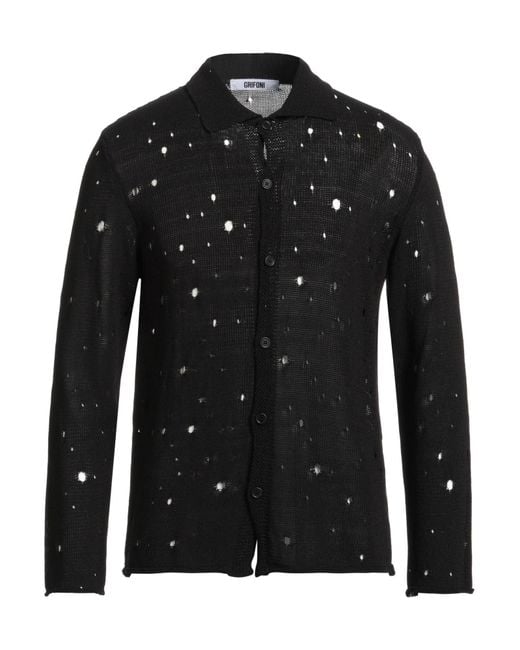 Grifoni Black Cardigan Cotton, Polyamide for men