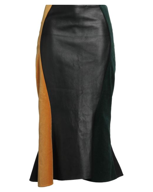 Marni Black Midi Skirt Virgin Wool, Cotton, Leather