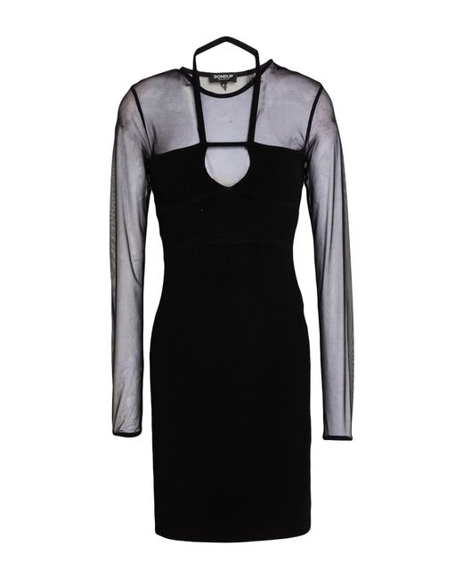 Dondup Black Mini Dress Viscose, Polyester, Polyamide, Elastane