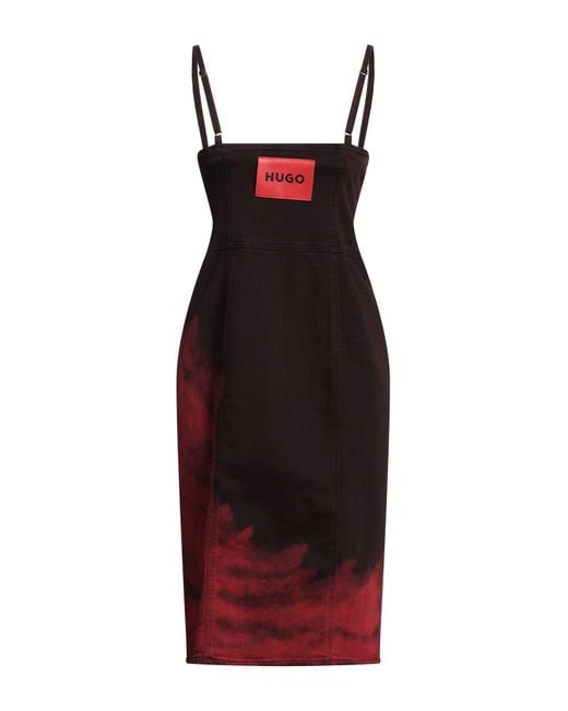 HUGO Red Mini Dress Cotton, Elastane