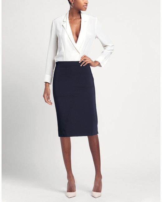 ALESSIA SANTI Blue Midnight Midi Skirt Polyester, Viscose, Elastane