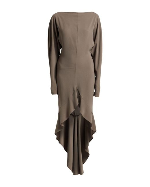 Philosophy Di Lorenzo Serafini Natural Khaki Midi Dress Triacetate, Polyester
