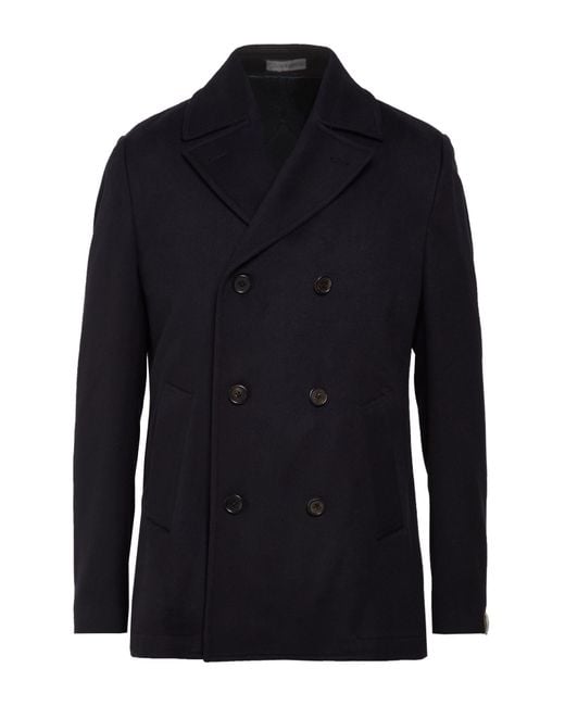 Corneliani Blue Midnight Coat Virgin Wool for men