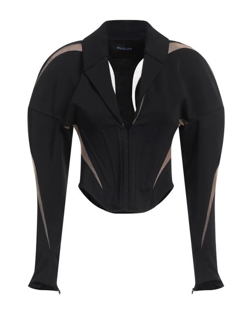 Mugler Black Jacket Viscose, Elastane, Polyamide