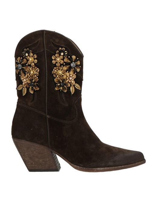 Elena Iachi Brown Ankle Boots Leather