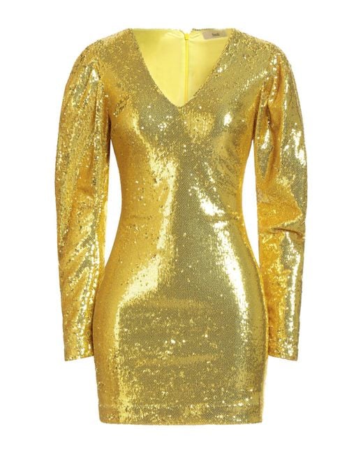 Suoli Yellow Mini Dress Polyester