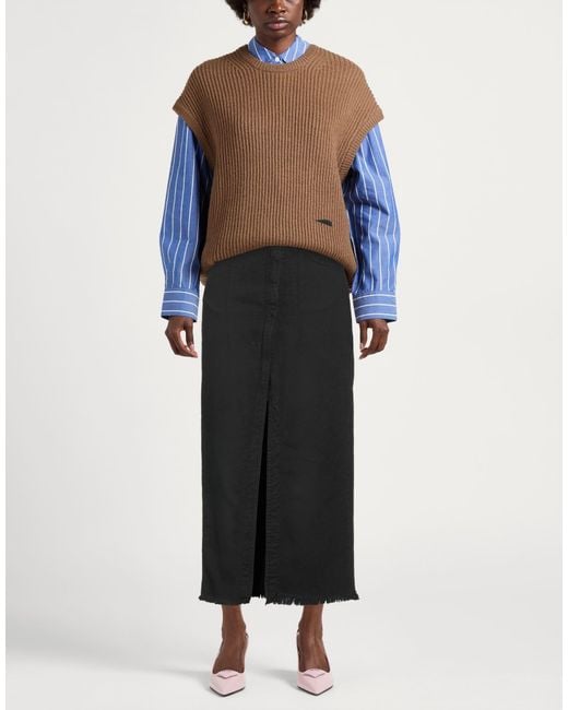 White Sand Black Denim Skirt Cotton