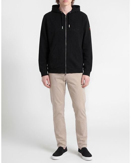 Cooperativa Pescatori Posillipo Black Sweatshirt Cotton, Elastane for men