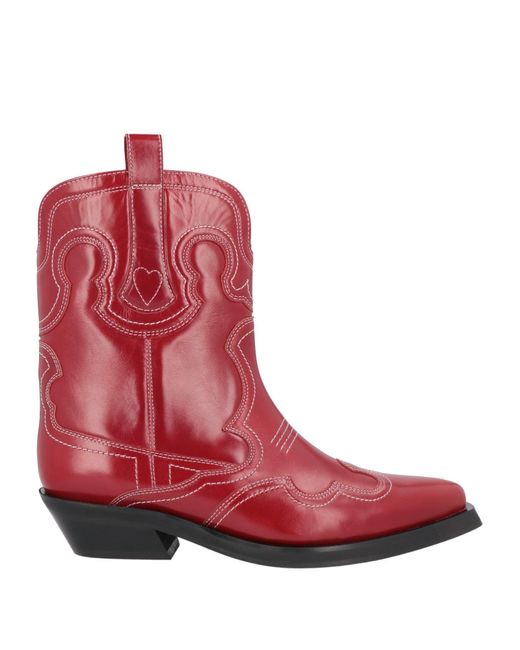 Ganni Red Ankle Boots