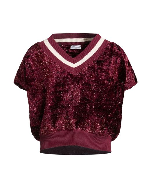 Brunello Cucinelli Red Burgundy Sweater Viscose, Polyamide, Metallic Polyester