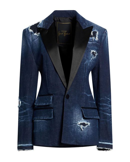 DSquared² Blue Blazer Cotton, Elastane