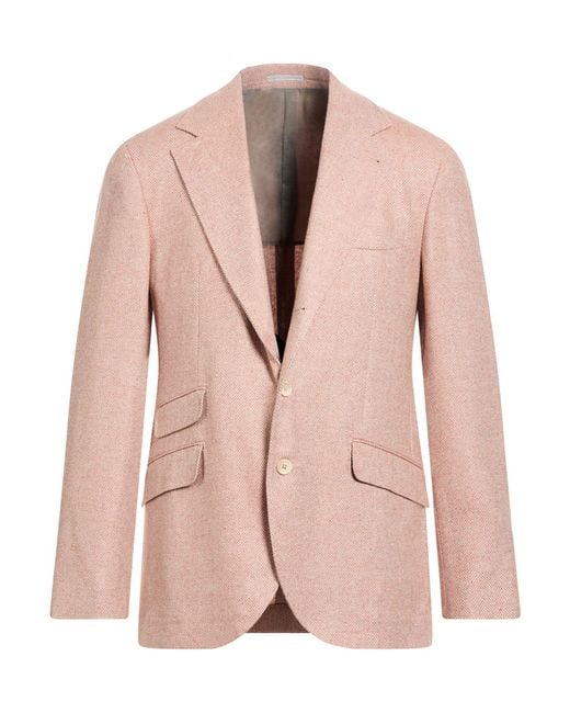 Brunello Cucinelli Pink Blazer Wool, Silk, Cashmere, Elastane for men