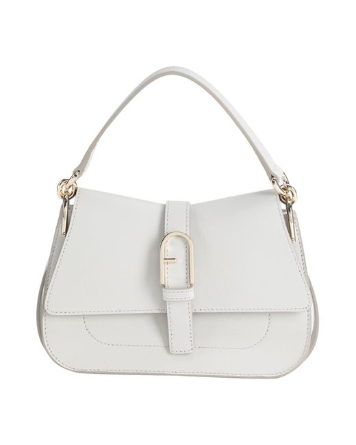 Furla White Flow M Top Handle -- Off Handbag Calfskin